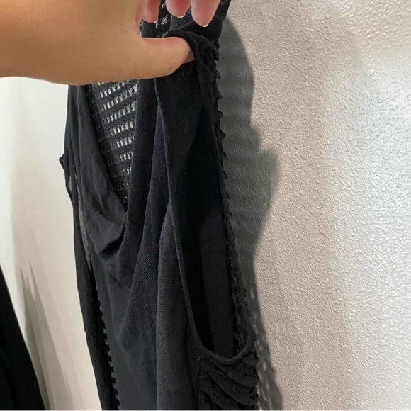 Eileen Fisher Sheer Fine Knit Cowl Neck Top Black Large - Picture 7 of 8